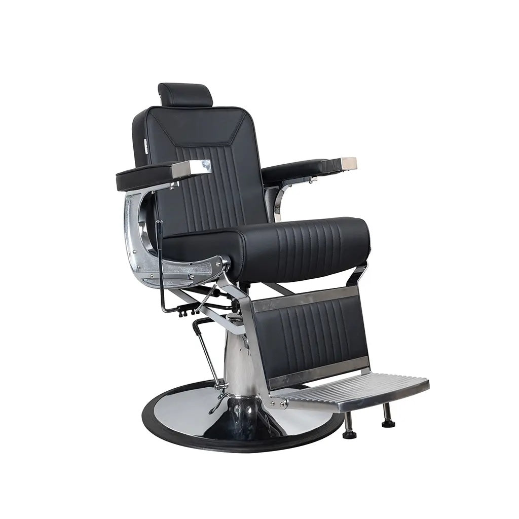 Kappersstoel FR 58006 LI zilverkleurig frame Bologna zwart (004)