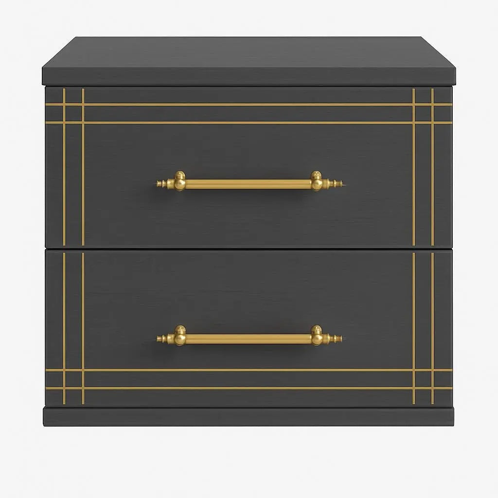 Meuble de rangement K2 Anthracite TR à 2 tiroirs avec accents dorés