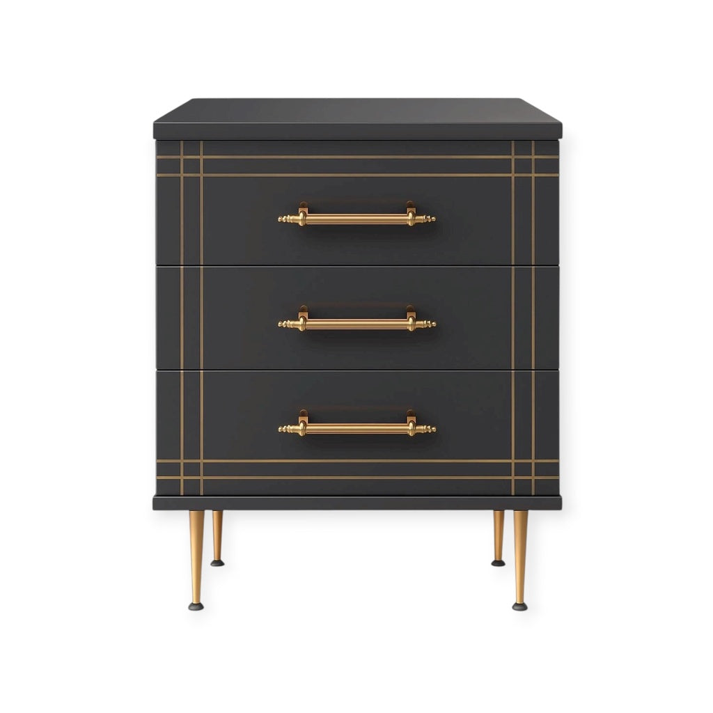 Meuble de rangement K3 Anthracite TR à 3 tiroirs avec accents dorés