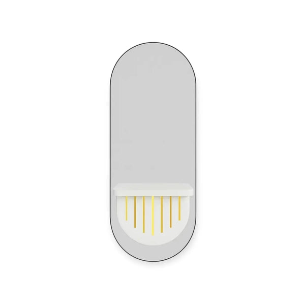 DITA Salon Mirror JS 05 White & Gold LED with Power Sockets & Dryer Holder