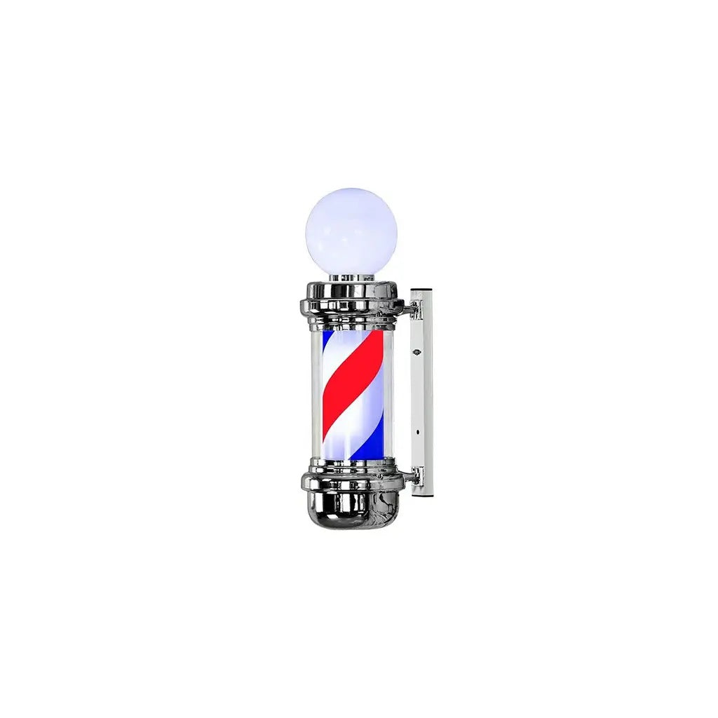 DITA Barber Pole Silver BP 02 98cm LED Rotating Classic Barbershop Sign