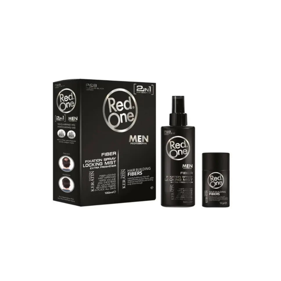 RedOne Haarfibertonicset Donkerbruin 100ml + 12gr