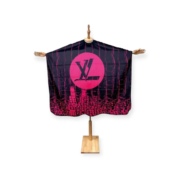 Capa de barbero DITA - Edición Super Black con emblema rosa