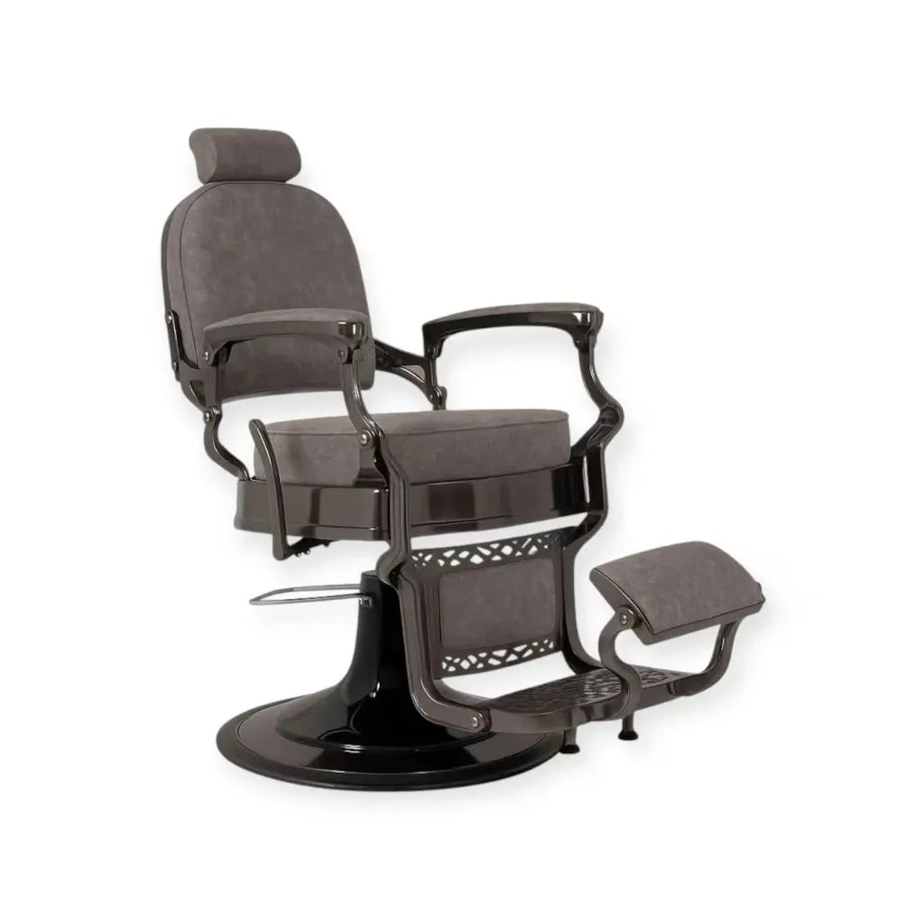 Friseurstuhl FR 58038 A3 Schwarz Chrom Quadratische Rückenlehne Phoenixbraun (005)