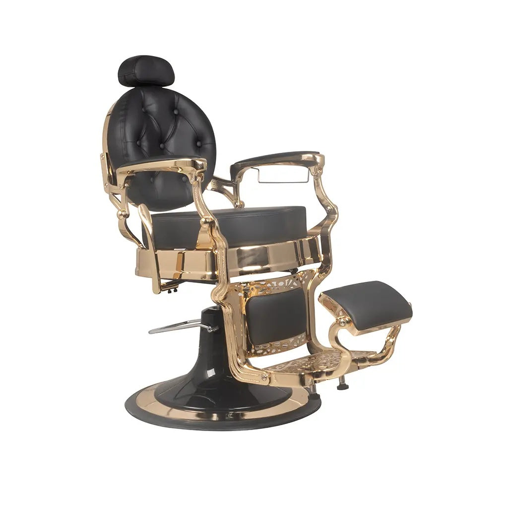 Fauteuil de coiffeur FR 58022 HC Chrome doré Extra épais Sharjah Noir (004)