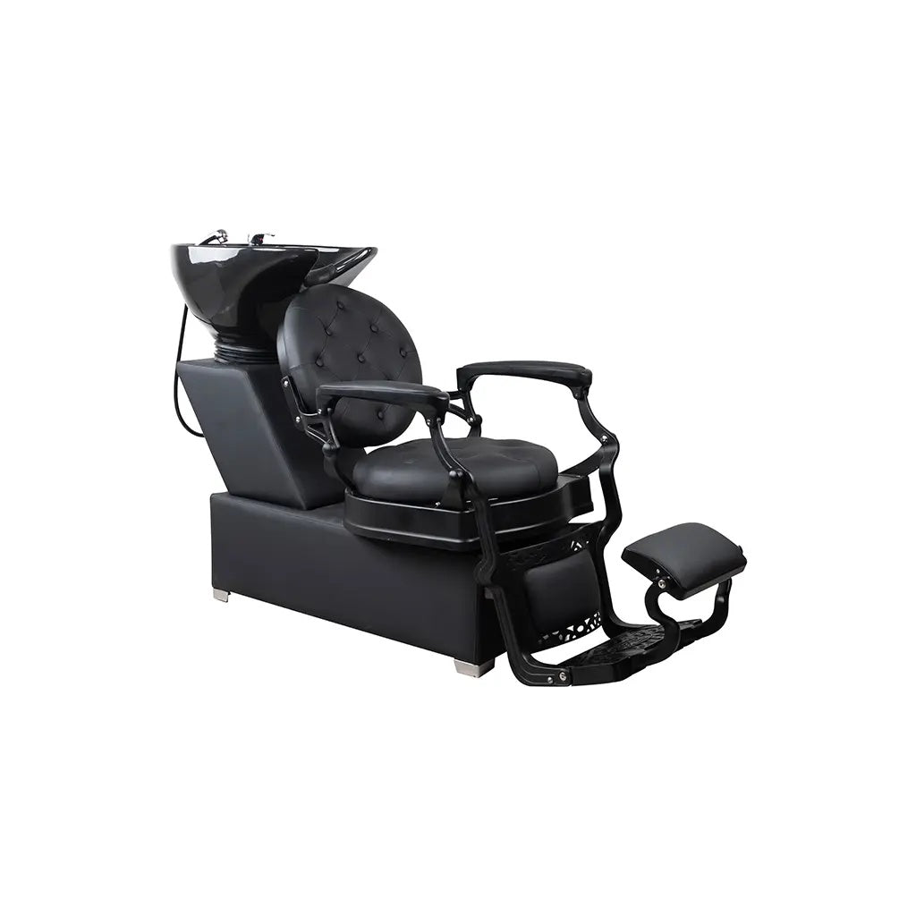 Shampoo-Stuhl Oslo FR 78025 Schwarz Matt Gestell Schwarz (004)