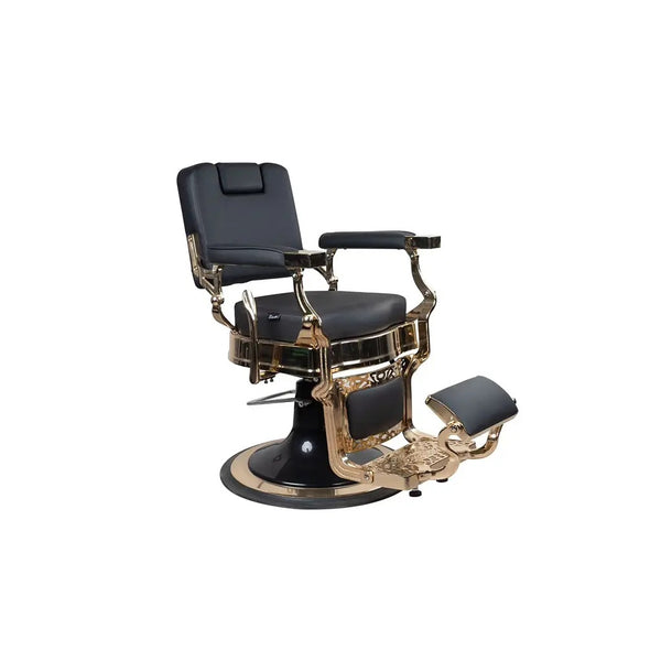 Friseurstuhl FR 58003 A3 Goldgestell Glasgow Schwarz (004)