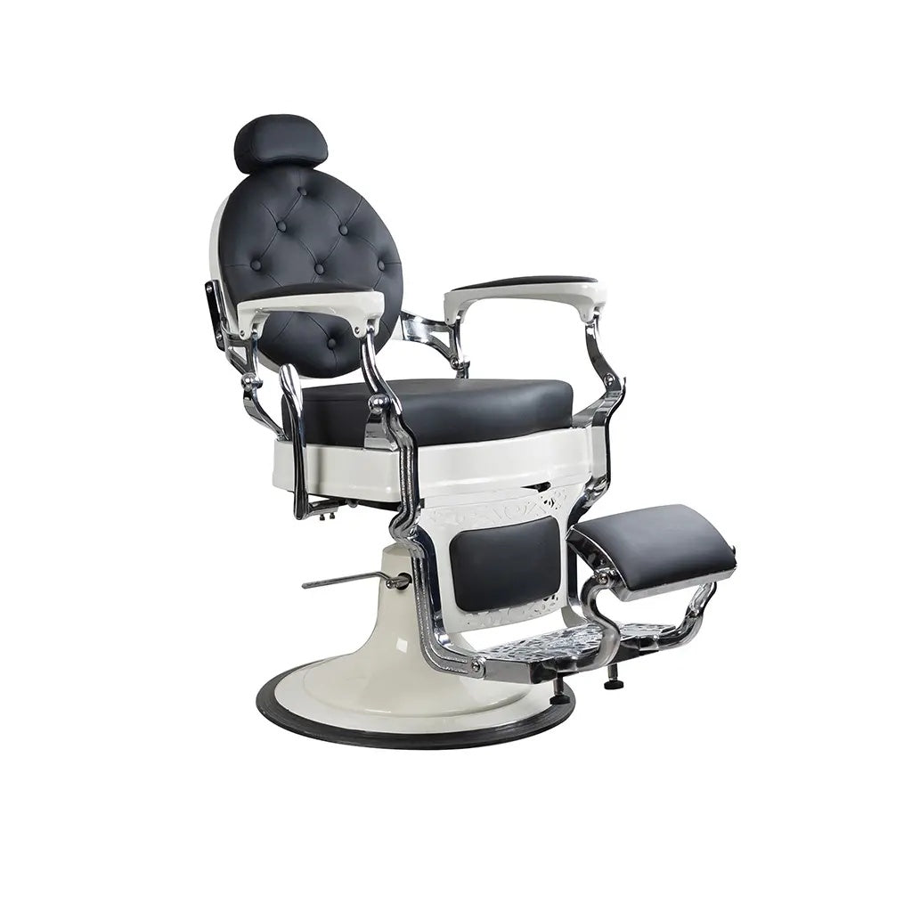 Sillón de barbero FR 58014 HC Crema y Cromo Paris Negro (004)