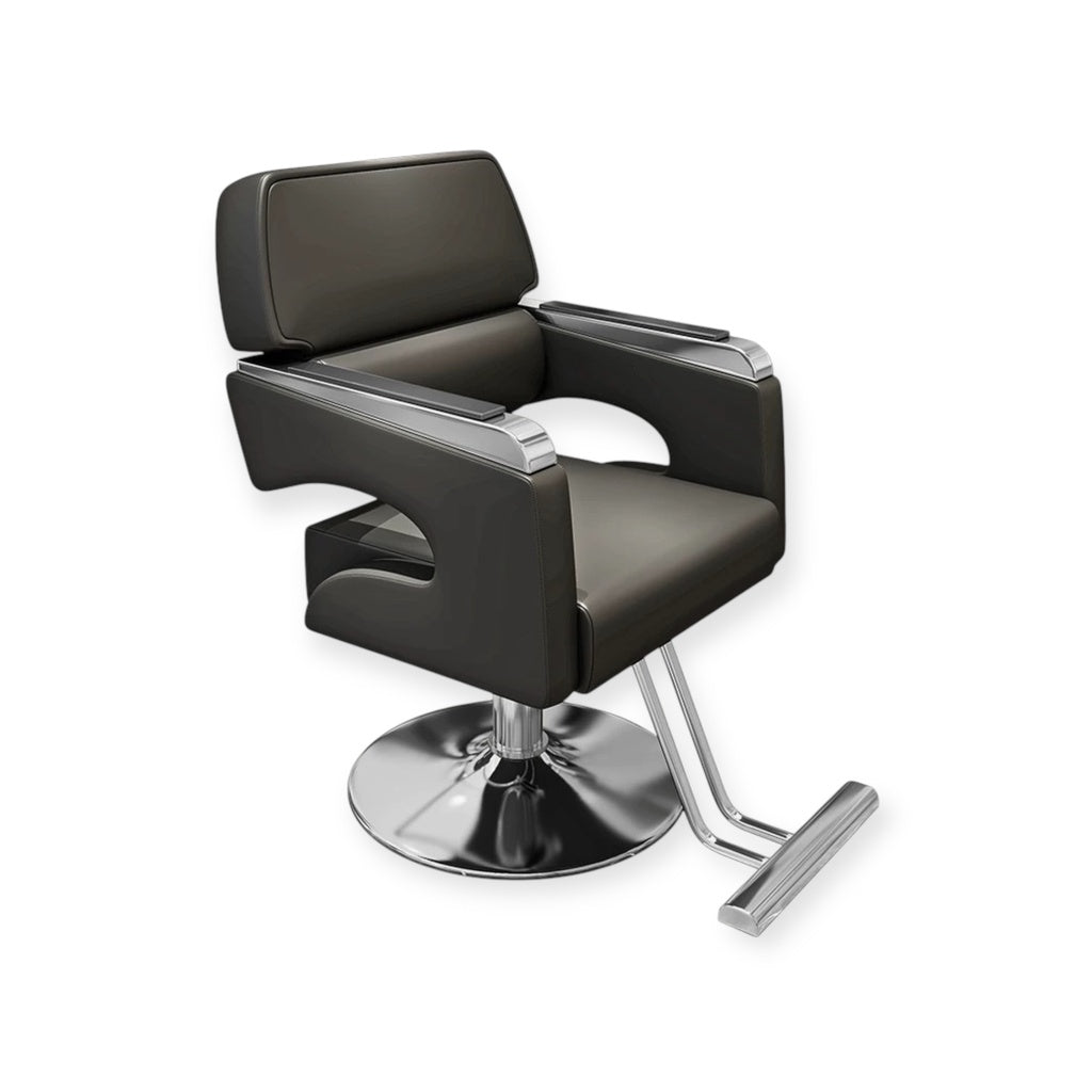 Salon Koltuğu Reign FR 88075 C1 Gümüş Renkli Metal Gövde, Siyah Deri (004)