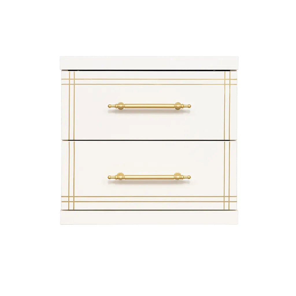 ST 20 Witte kast met 2 laden en gouden accenten