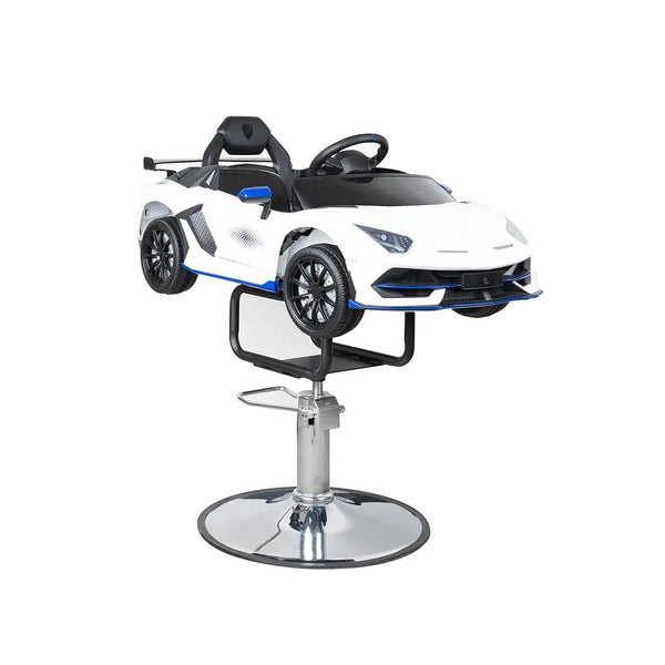 Children Barber Chair FR 33011 WT Madrid White Kids Salon Chair with Car Design