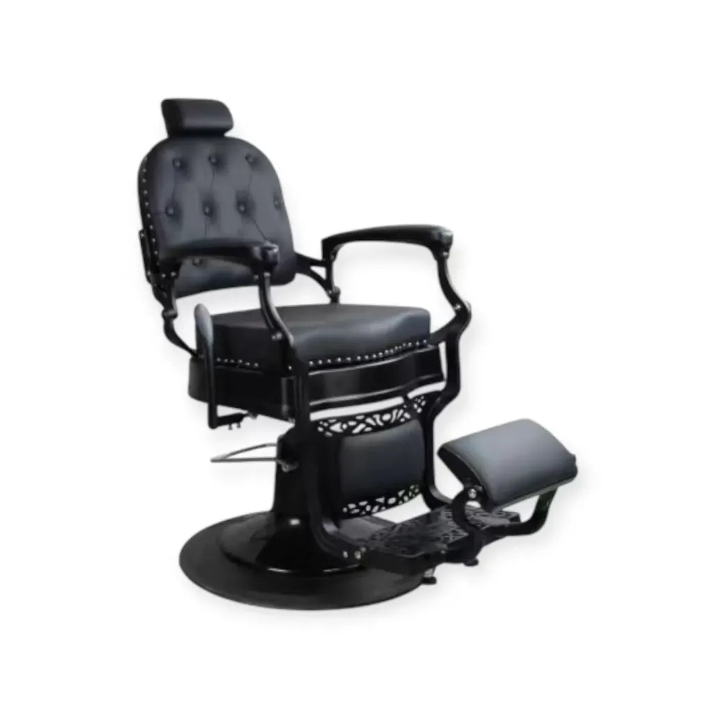 Friseurstuhl FR 58028 HC Schwarz Matt Quadratische Rückenlehne Seattle Schwarz (004)