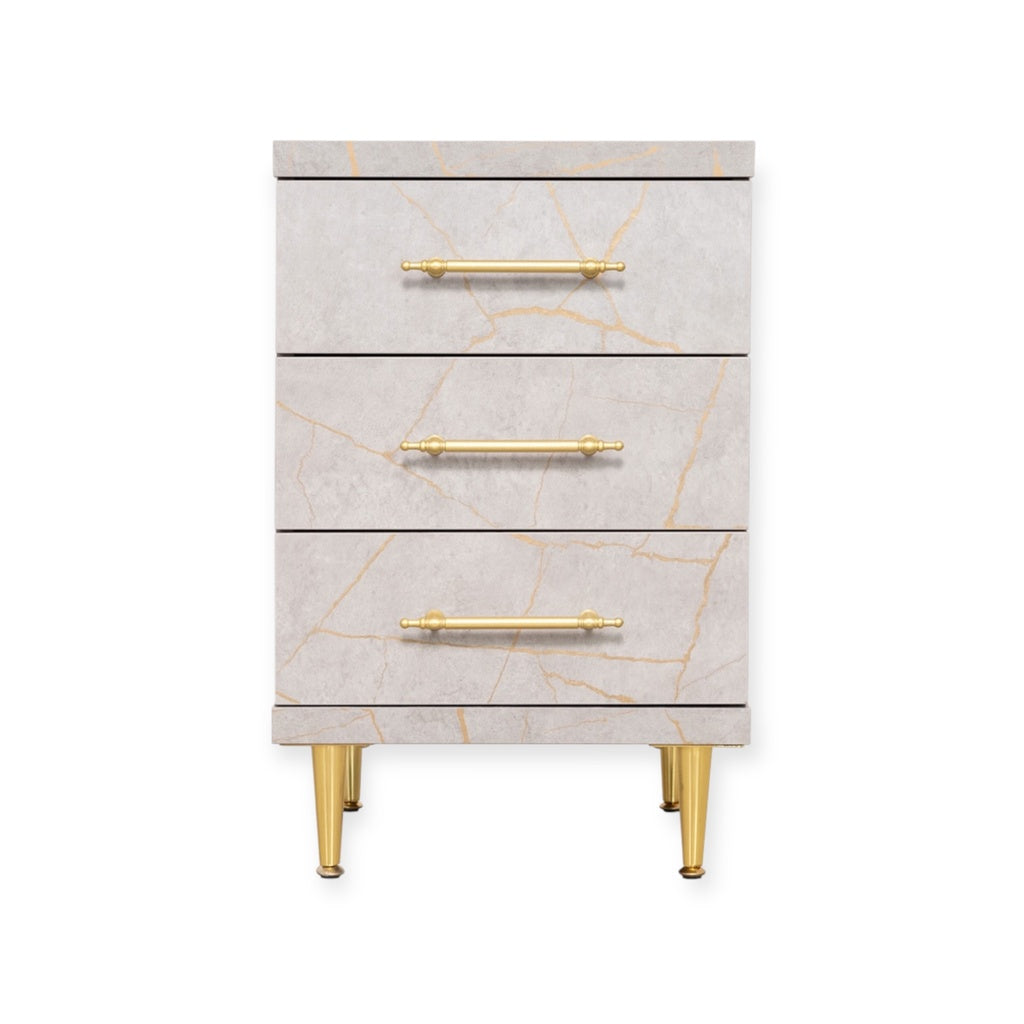 Mueble de almacenamiento ST 19 de 3 cajones con elegantes detalles dorados, color 8034 1