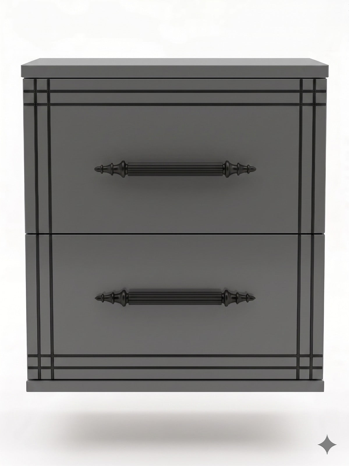 Two-drawer cabinet - grey with black handles