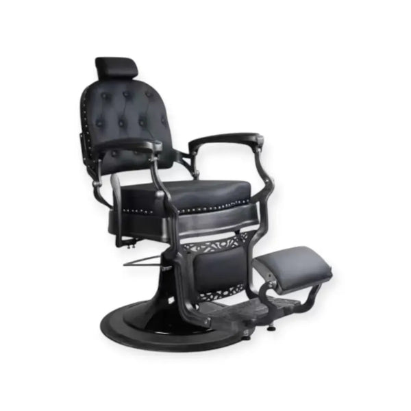 Fauteuil de coiffeur FR 58028 HC Gris brossé Dos carré Chicago Noir (004)