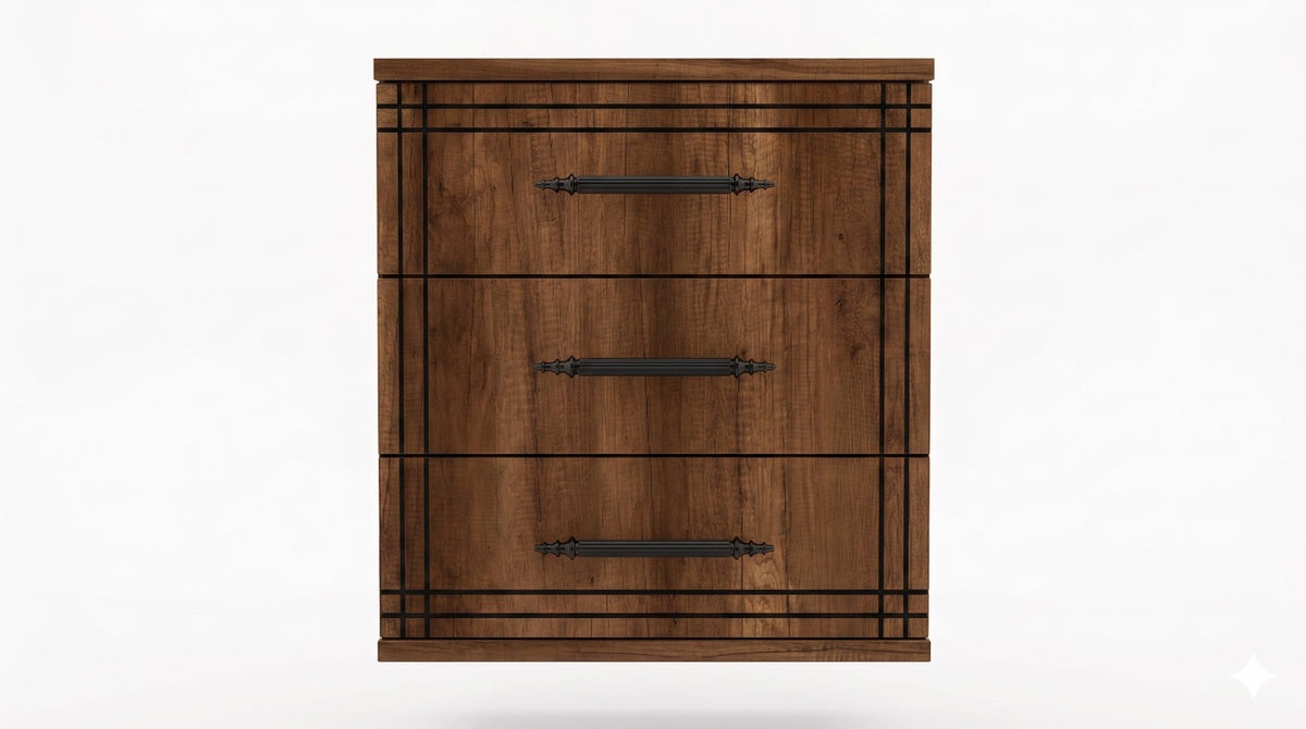 Schubladenschrank mit drei Schubladen - braune Holzoptik