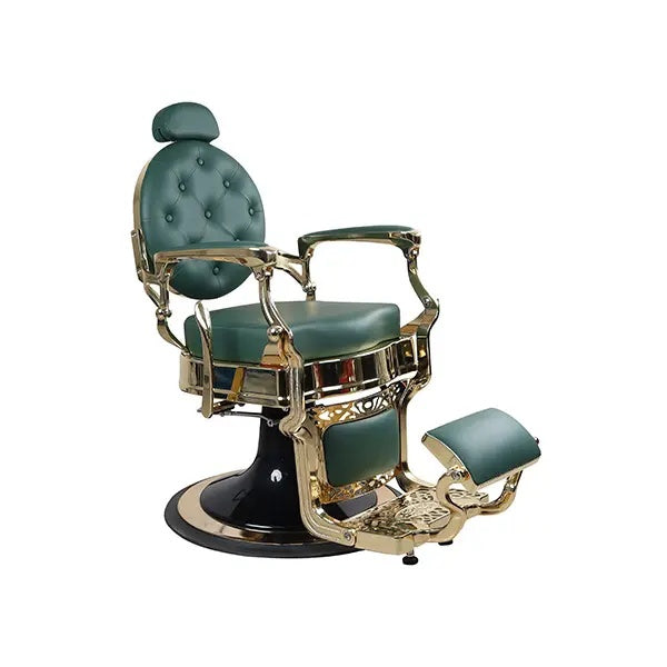 Fauteuil de barbier FR 58022 HC Structure dorée Amsterdam vert (026)