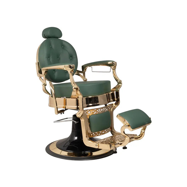 Fauteuil de coiffeur FR 58022 HC Or Chrome Extra Épais Vert Sharjah (026)