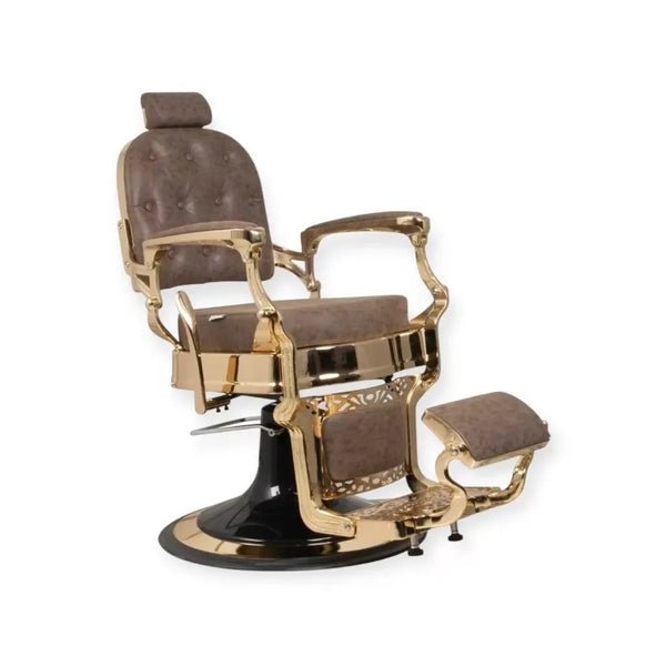 Fauteuil de coiffeur FR 58028 HC Cadre doré Dossier carré Aklavik marron (005)