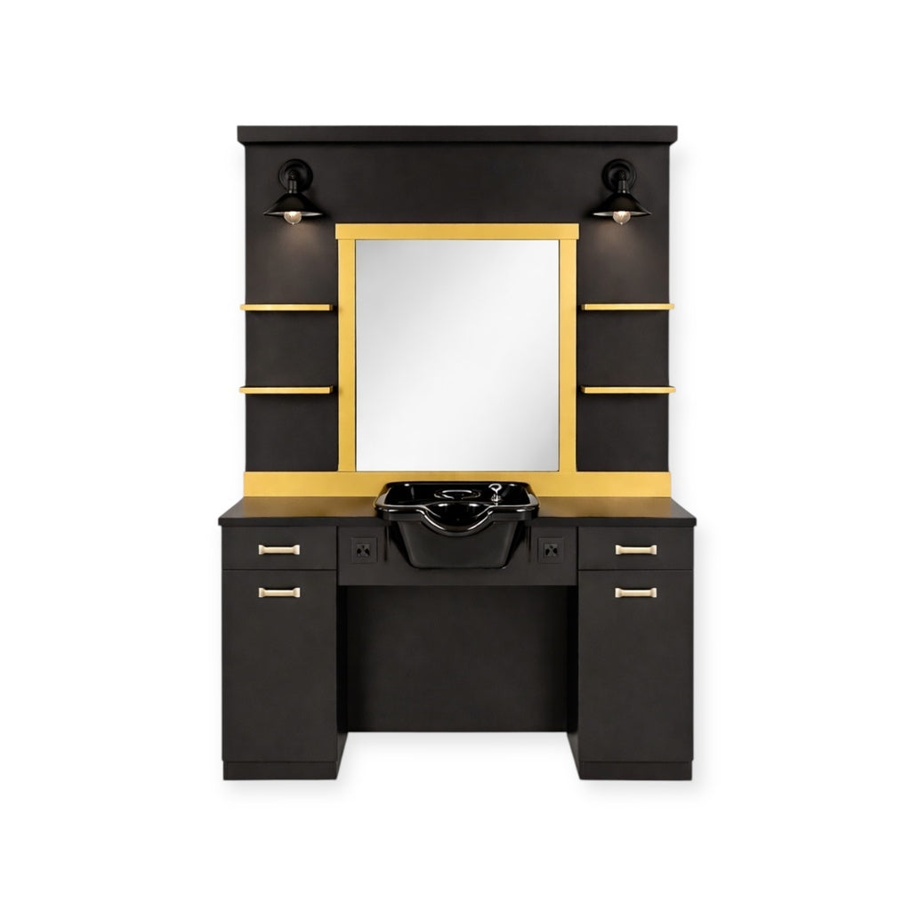 0155 Mirror Station MS 25 B Black & Gold