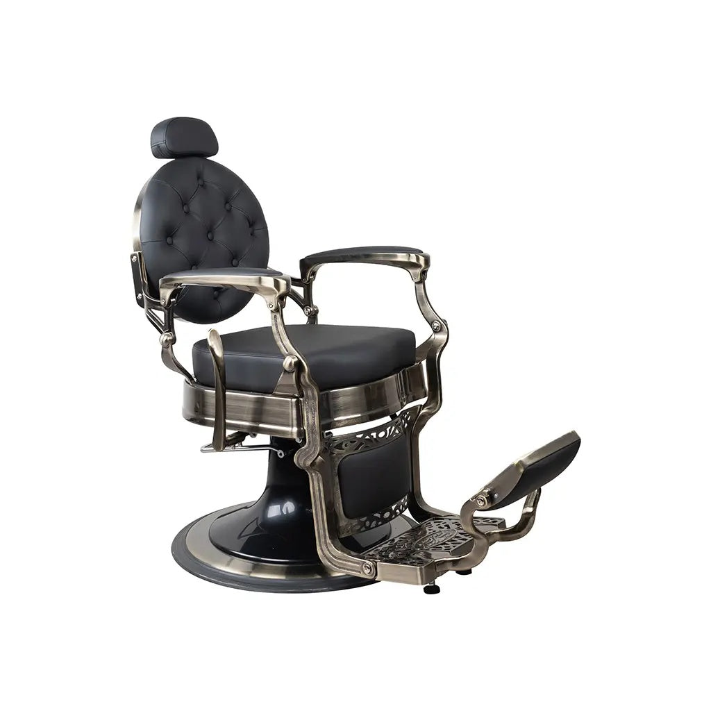 Sillón de barbero FR 58014 HC bronce cromado Winnipeg negro (004)