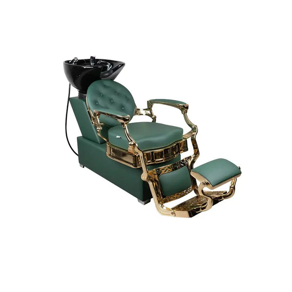 Shampoo Chair Rome FR 78025 Gold Chrome Frame Green (026)