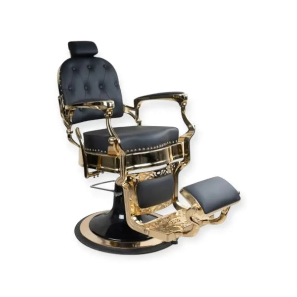 Barber Chair 58028 HC Gold Frame Square Back Akdivik Black (011)