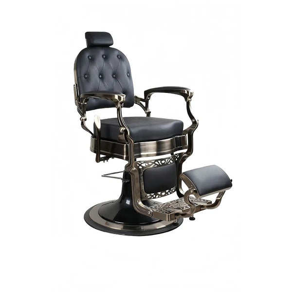 Fauteuil de coiffeur FR 58028 HC Bronze Chrome Dossier carré Houston Noir (004)