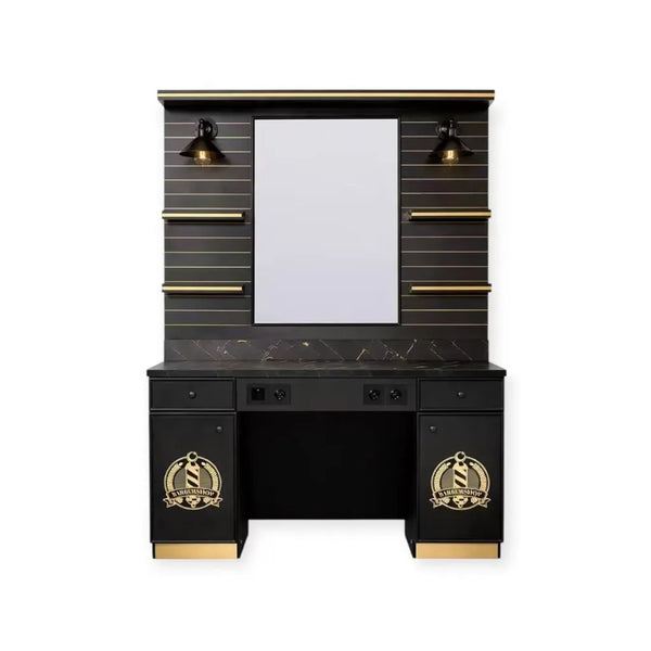 0159 Mirror Station MS 27 Black & Gold