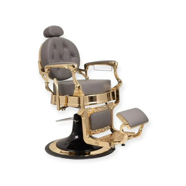 Barber Chair FR 2530 Gold Chrome Extra Thick Miami Matte Grey