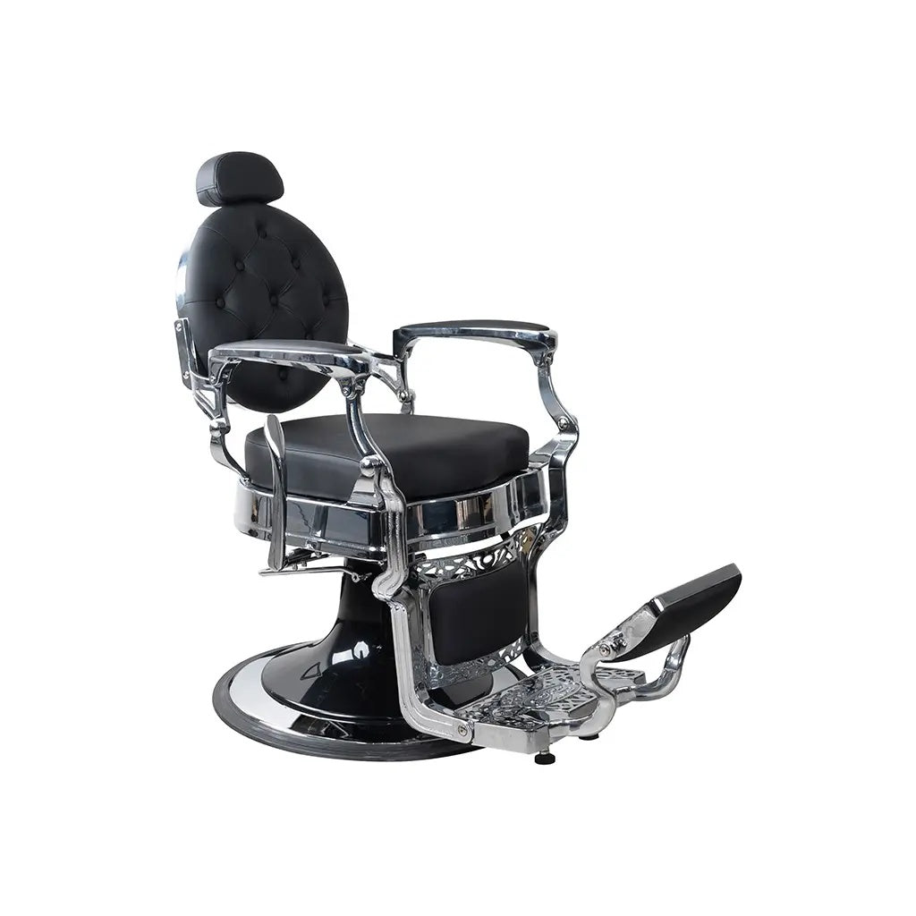 Sillón de barbero cromado plateado FR 58014 HC Antwerp Negro (004)
