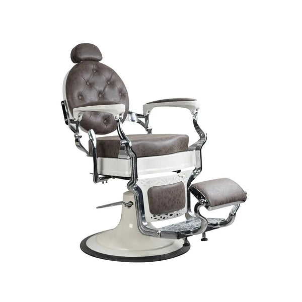 Barber Chair FR 58014 HC Cream and Chrome Paris Brown (005)