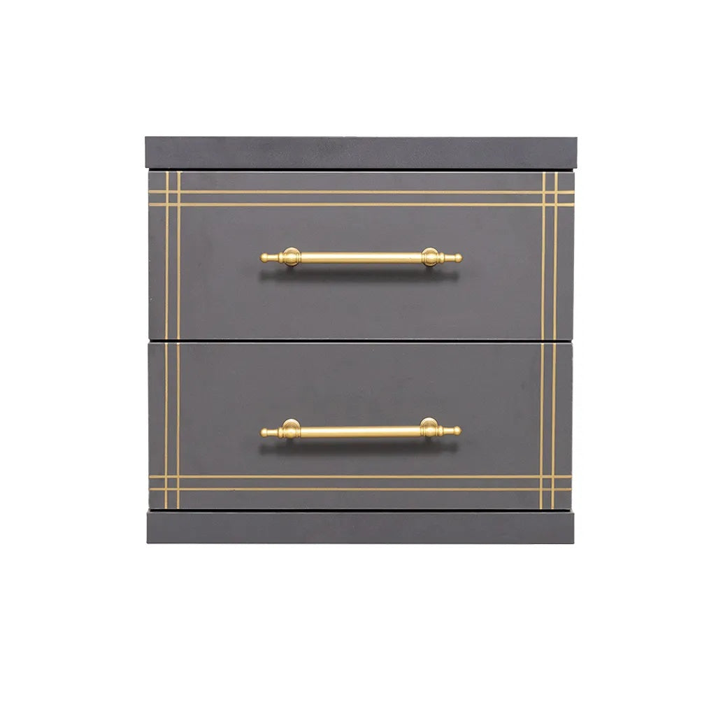 Meuble de rangement ST 20 gris à 2 tiroirs avec accents dorés