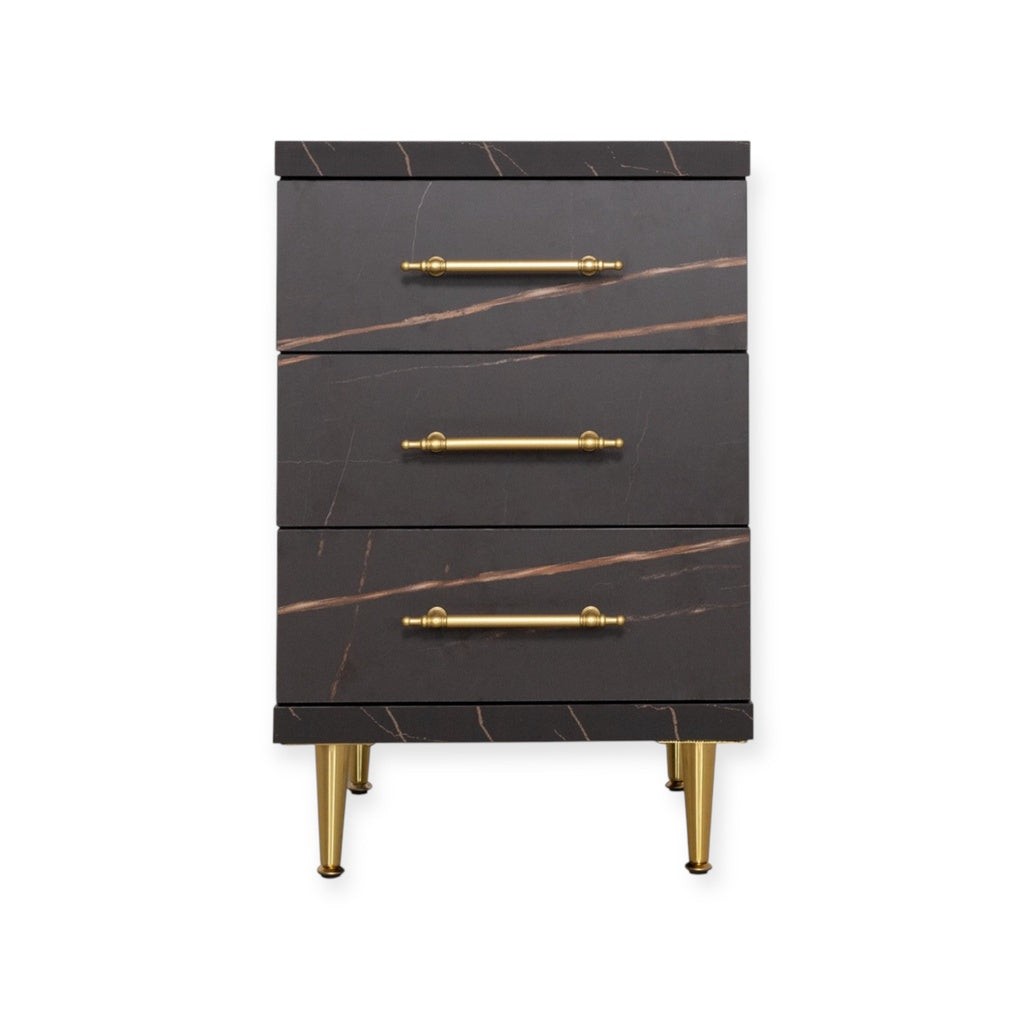 Meuble de rangement ST 19, couleur 8033 1, à 3 tiroirs avec accents dorés