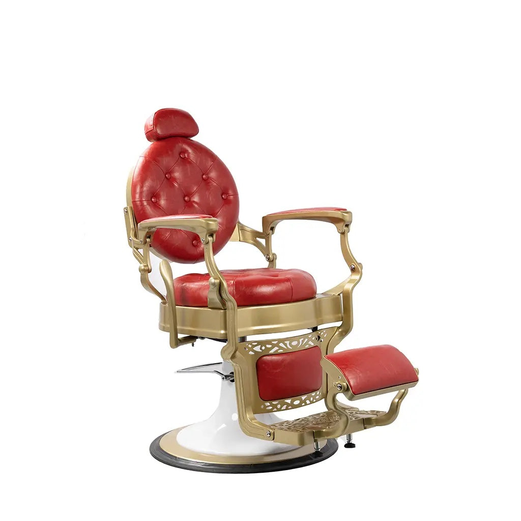 Kappersstoel FR 58014 HC Goud Geverfd Frame Mexico Rood (006)