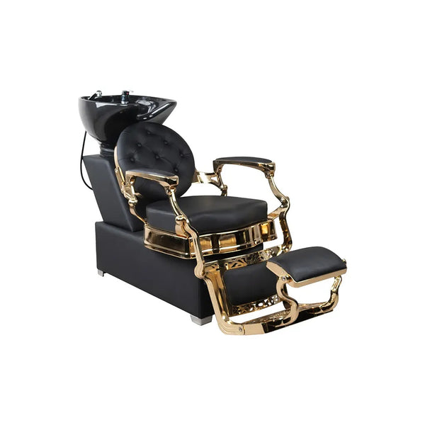 Shampoo Chair Rome FR 78025 Gold Chrome Frame Black (004)